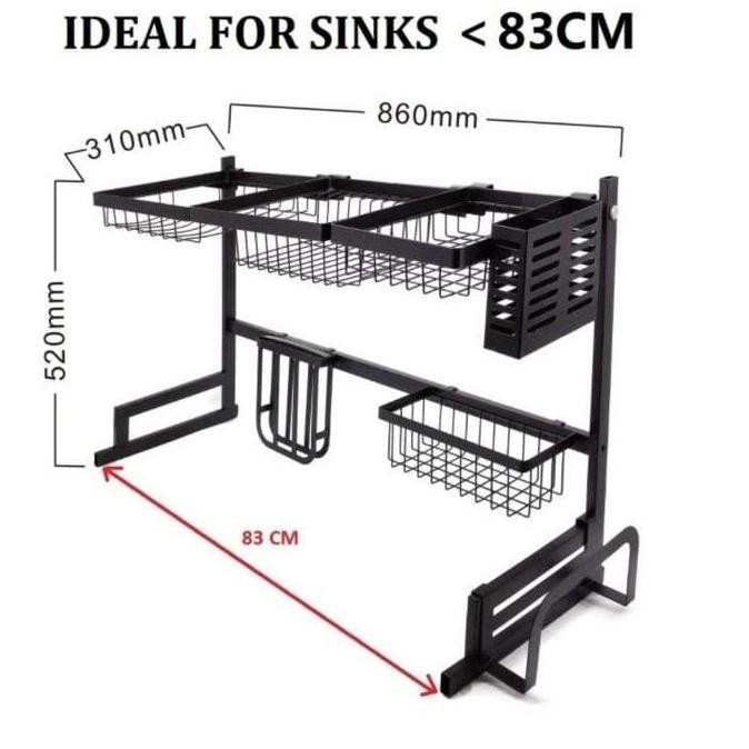 Rak Piring Wastafel 2 Susun anti karat Rak Dapur Serbaguna 85 CM