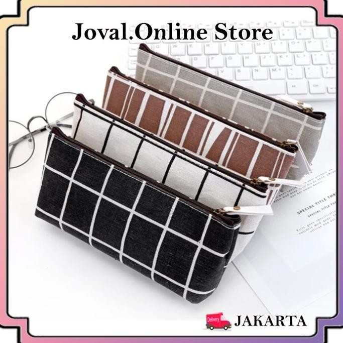 

''Terlaris" Pensil Motif Kotak Minimalis Kanvas Furing Murah