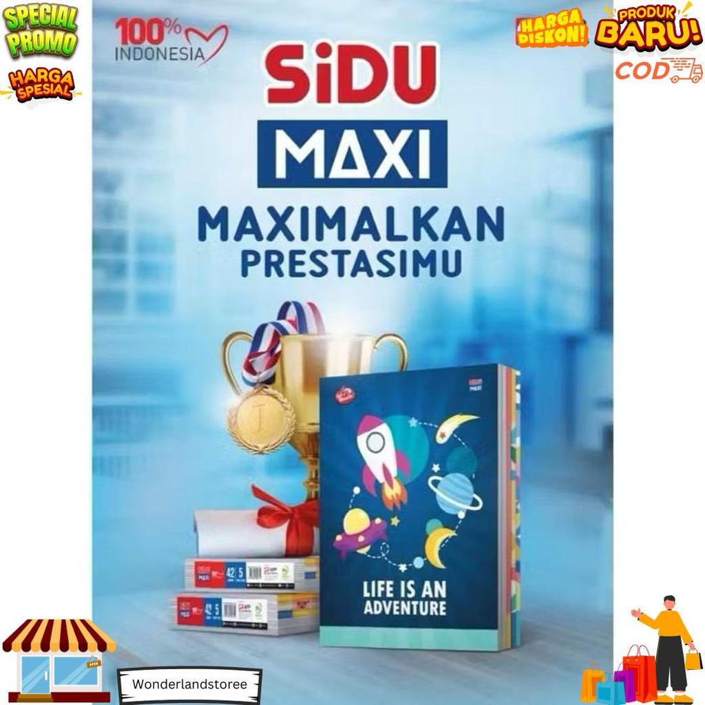 

Buku Tulis Sidu Maxi 42 Lembar (1 Pak = 5 Buku) / Buku Boxy Panjang D Termurah