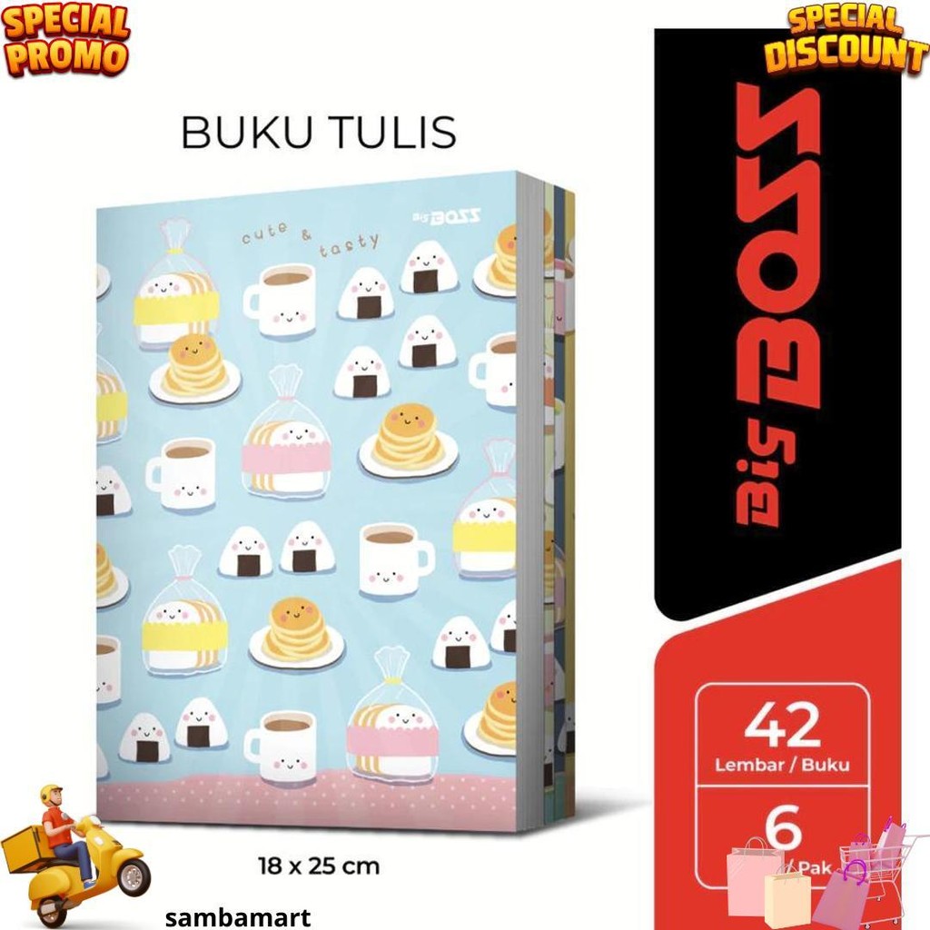 

(1Pakis6Pcs) Bigboss Buku Tulis 42 Isi 6 - Free Gift / Big Boss Buku Tulis 42 Lembar D Cod