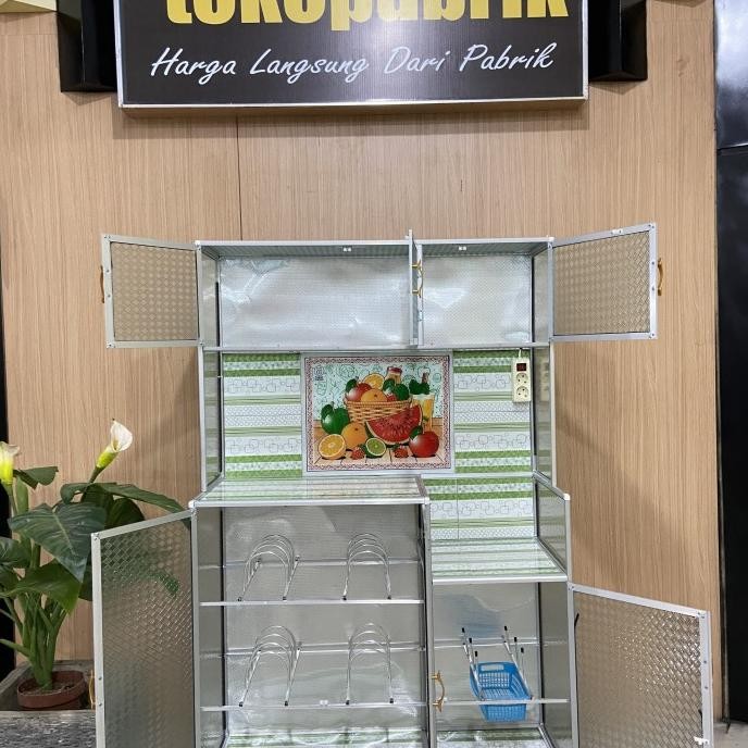 Rak Piring 2 pintu - Rak Dapur minimalis - Rak piring kaca 3 pintu