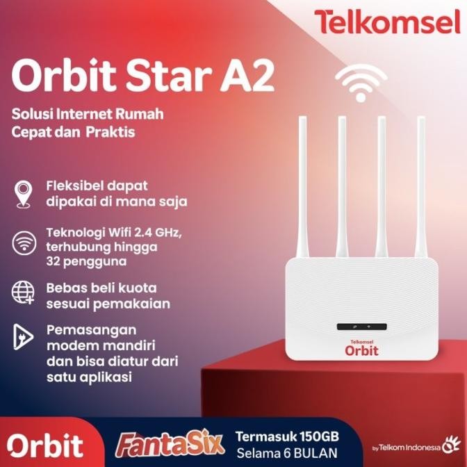 Telkomsel Orbit Star A1 Modem Router Modem Wifi 4G Free Perdana Orbit