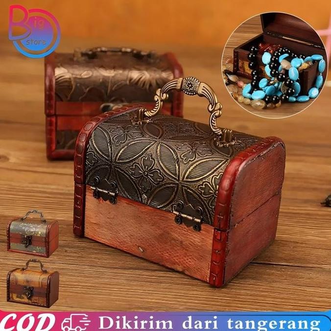 Tempat Perhiasan Kayu Gaya Retro Kotak Perhiasan Dari Kayu Serbaguna Kotak Kayu Perhiasan Box Perhia