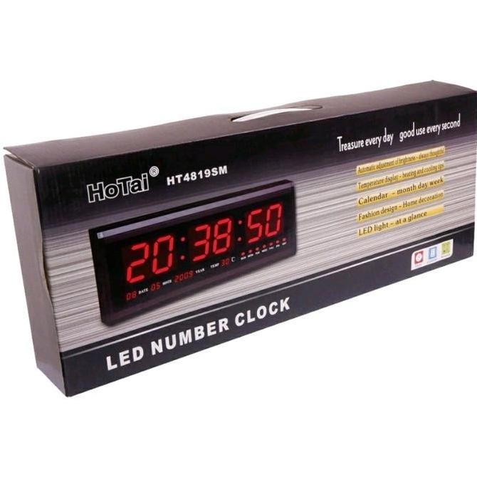 Jam dinding Meja LED digital Hotai HT-4819SM HT 4819SM HT4819SM RED Besar Stok Terbatas