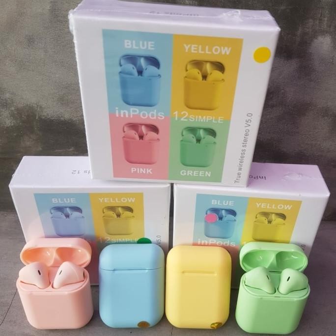 Original Earphone Bluetooth i12 TWS Macaron Headset Handsfree