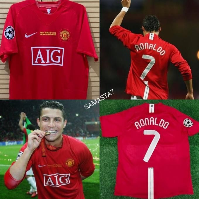 BEBAS ONGKIR - JERSEY BAJU BOLA RETRO MU HOME 2008/2009 + NAMESET FINAL MOSCOW