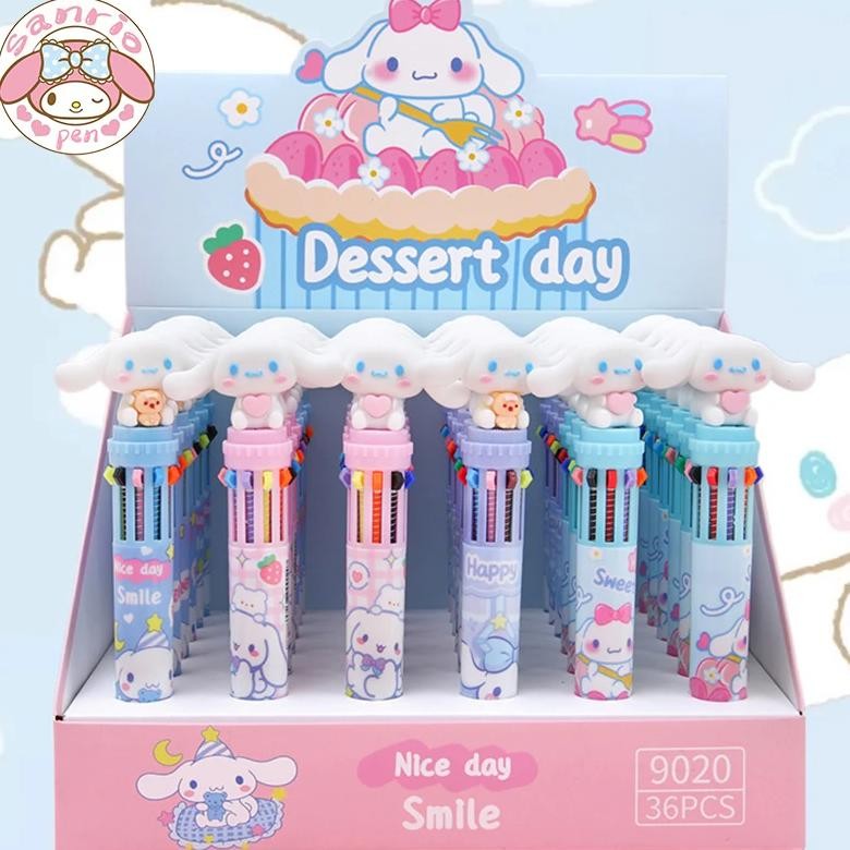

Sanrio Ballpoint Pen 18 /36 Cinnamon Roll 10-Color Cute Cartoon Press Writing Tools School Students Multi-Color Pens Stationery
