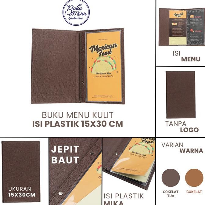 

Buku Menu Jakarta - Buku Menu Kulit Premium Jepit Baut Isi Plastik Mika 15x30cm Coklat tua - Cafe, Coffee Shop, Restoran, Hotel LS