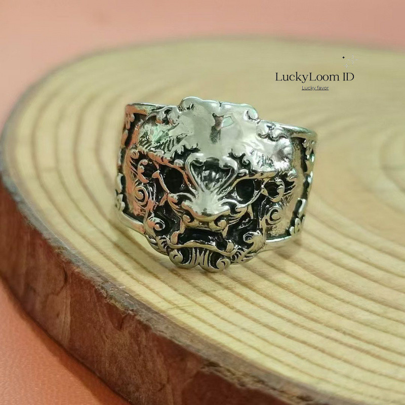 Tang Lion Ring Silver Men's Index Finger Open Ring Dominant