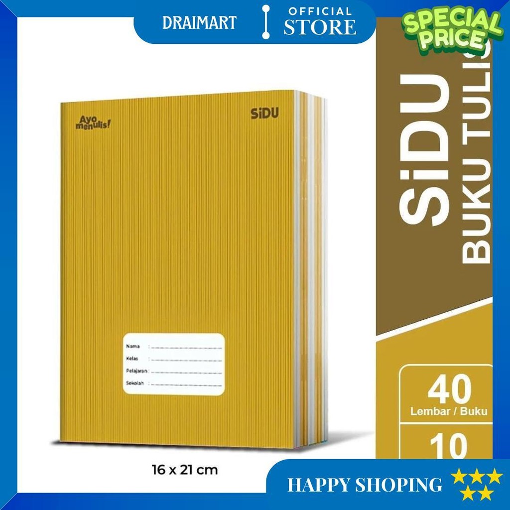 

[ Pak ] Buku Tulis Sidu Sinar Dunia 40 Lembar Sampul Coklat / Kraf Grosir (Isi 10 Buku) D Sale