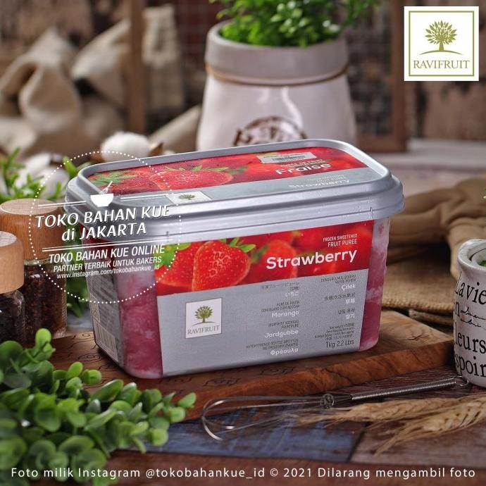 

Diskon! RaviFruit PUREE Buah Stroberi Beku 1kg Ravi Fruit Frozen Strawberry