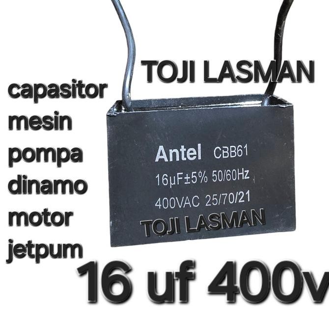 Baru ( 16 uf 400v ) KAPASITOR CAPASITOR SANYO POMPA MESIN DINAMO KOTAK HITAM SEGI 16UF 16 UF MIKRO 4