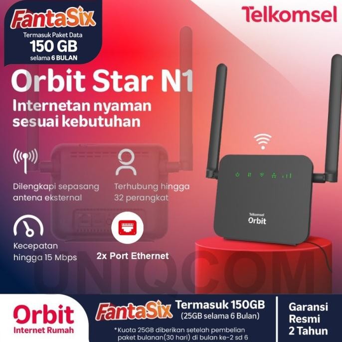 Telkomsel Orbit Star N1 Modem WiFi 4G High Speed Free 150GB + Antena