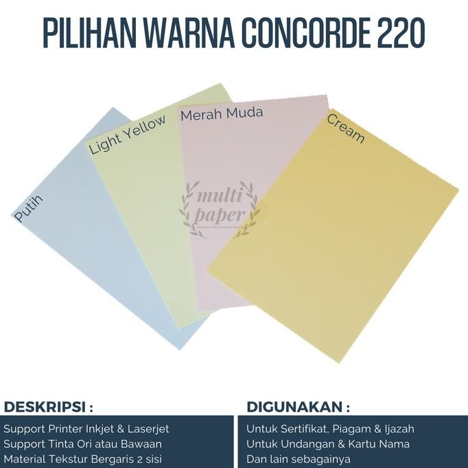 

Kertas Concorde A4 220gr isi 50 lembar / Kertas Sertifikat murah
