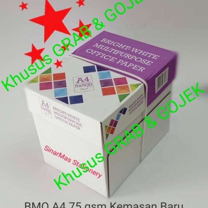 

Kertas HVS A4 BMO 75 gram Khusus GRAB & GOJEK murah