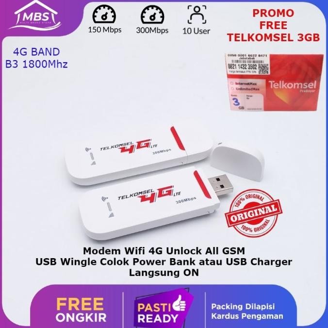Modem Wifi 4G Unlock All GSM Wingle Free LiveON 20GB + 5GB