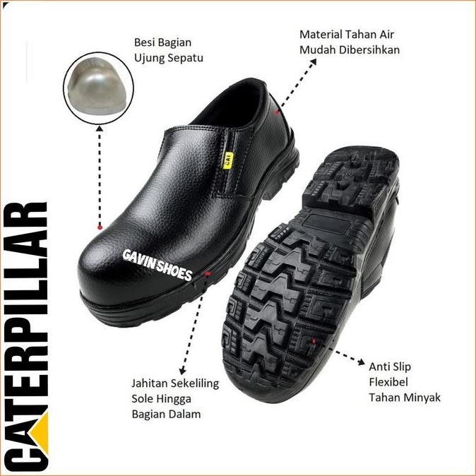 Diskon SEPATU KERJA PROYEK PABRIK UJUNG BESI SOL DI JAHIT SEKELILING / SEPATU SAFETY CATERPILLAR_PRI