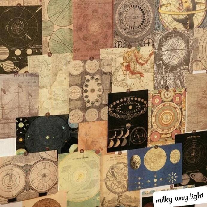 

100 lembar art deco paper Retro Materials kertas dekor vintage jurnal diy murah