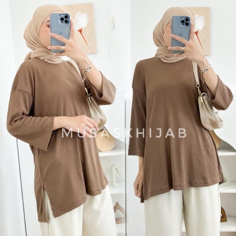 Tunik Oversized / Tunik Kaos Rib Oversized / Tunik Kaos Fit To Jumbo