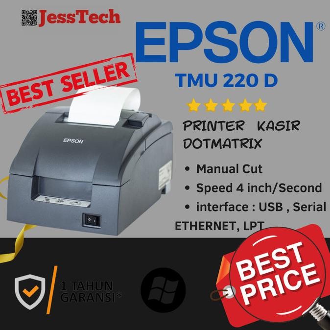 TERMURAH - EPSON TMU220D / TM-U220D DotMatrix Printer Kasir Port SERIAL/LPT/LAN