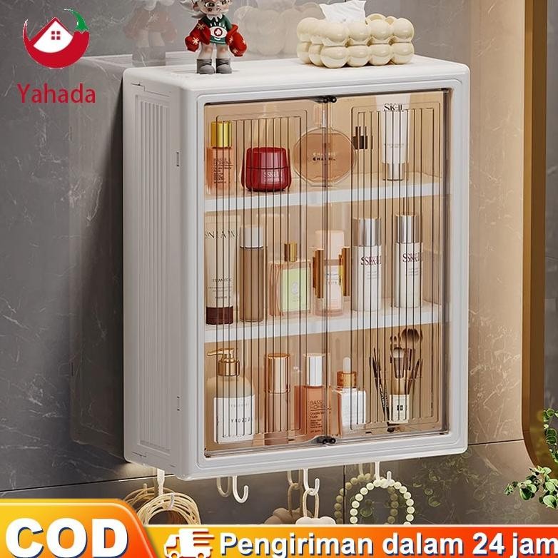 Yahada Rak Dinding Tempel Rak Kamar Mandi Tempel Rak Bumbu Dapur Dinding Plastik Dapur Lemari Dindin