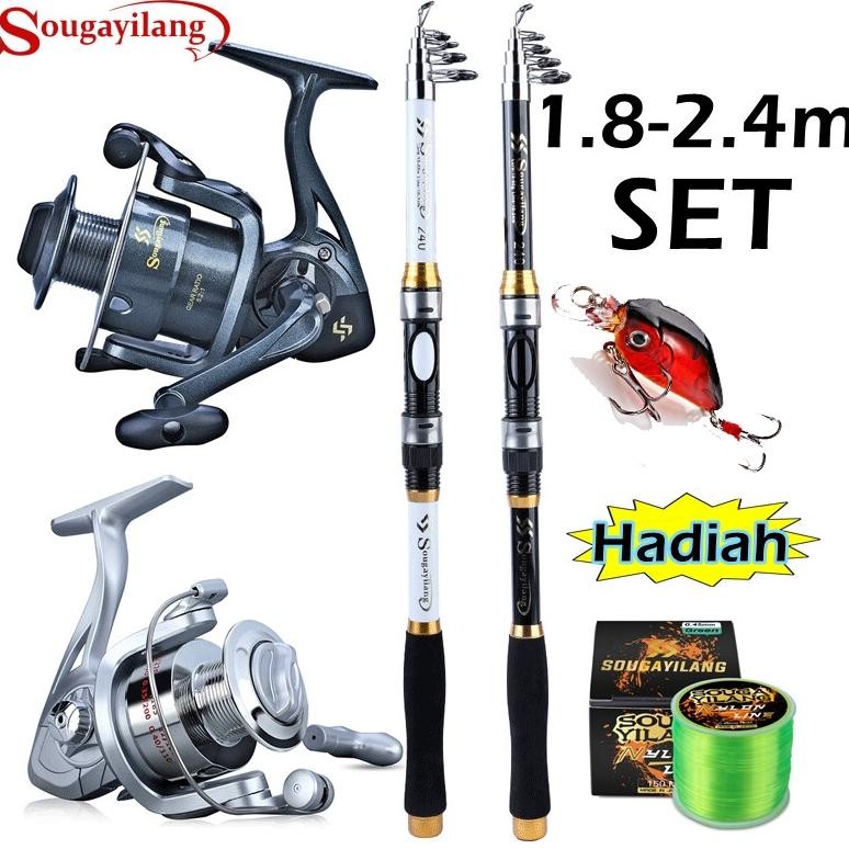 Sougayilang Joran Pancing Set 180-330cm Telescopic Pancingan Set Lengkap
