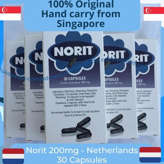 NEW Norit Carbo Activatus 200mg 30 Capsules 30 Kapsul Norit Singapore