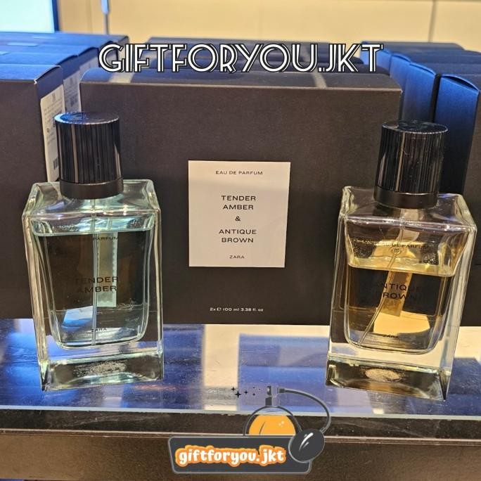 Jual Murah Parfum Zara Paket Isi 2 Botol : Tender Amber + Antique Brown Edp 2X100 Ml Original Man Pe