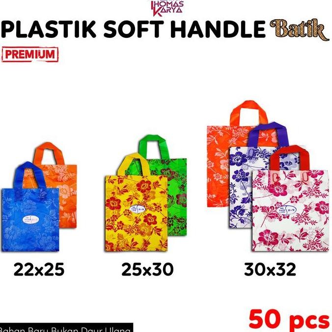 Kantong Plastik Hajatan 22X25 25X30 30X32 Motif Batik Polkadot Isi 50 Tas Belanja Soft Handle Kresek