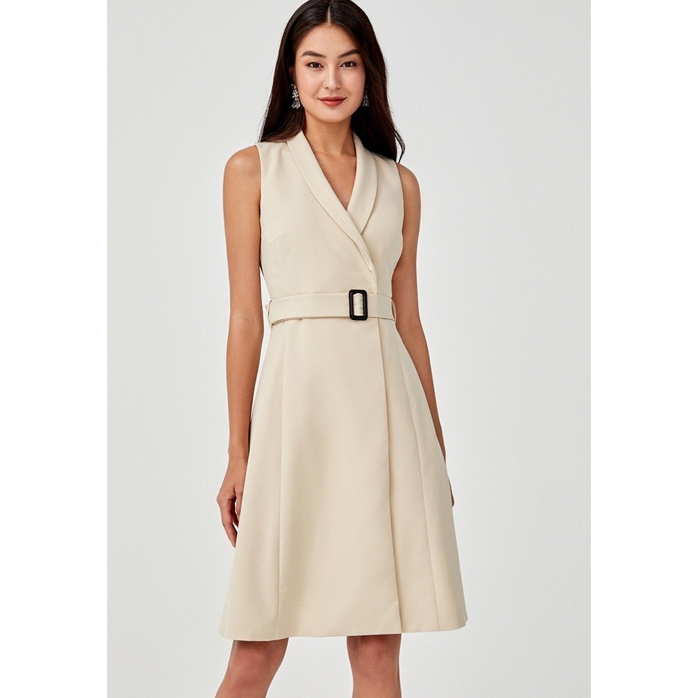 Love, Bonito - Auralia Belted Vest Dress - Nude