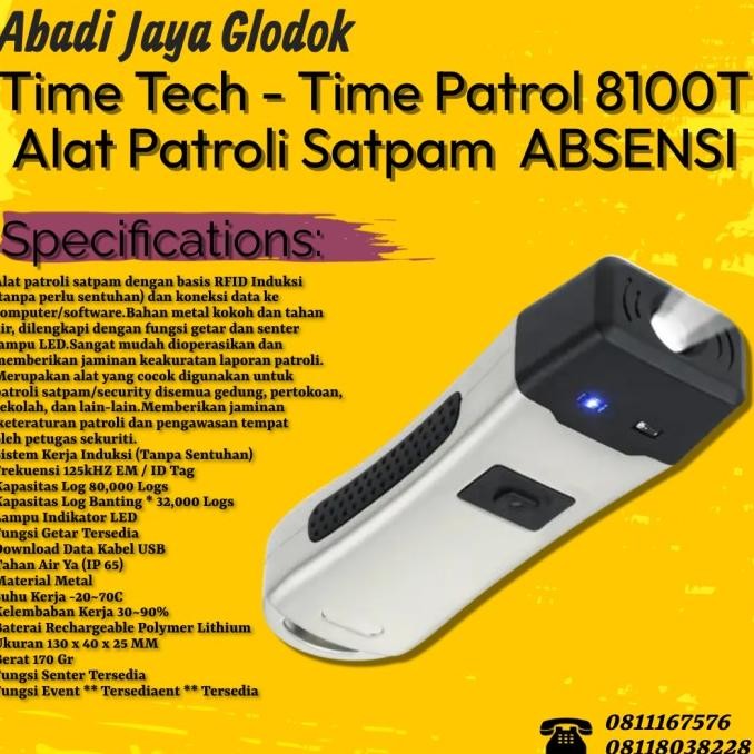 Terlaris Time Tech - Time Patrol 8100T Alat Patroli Satpam / Absensi