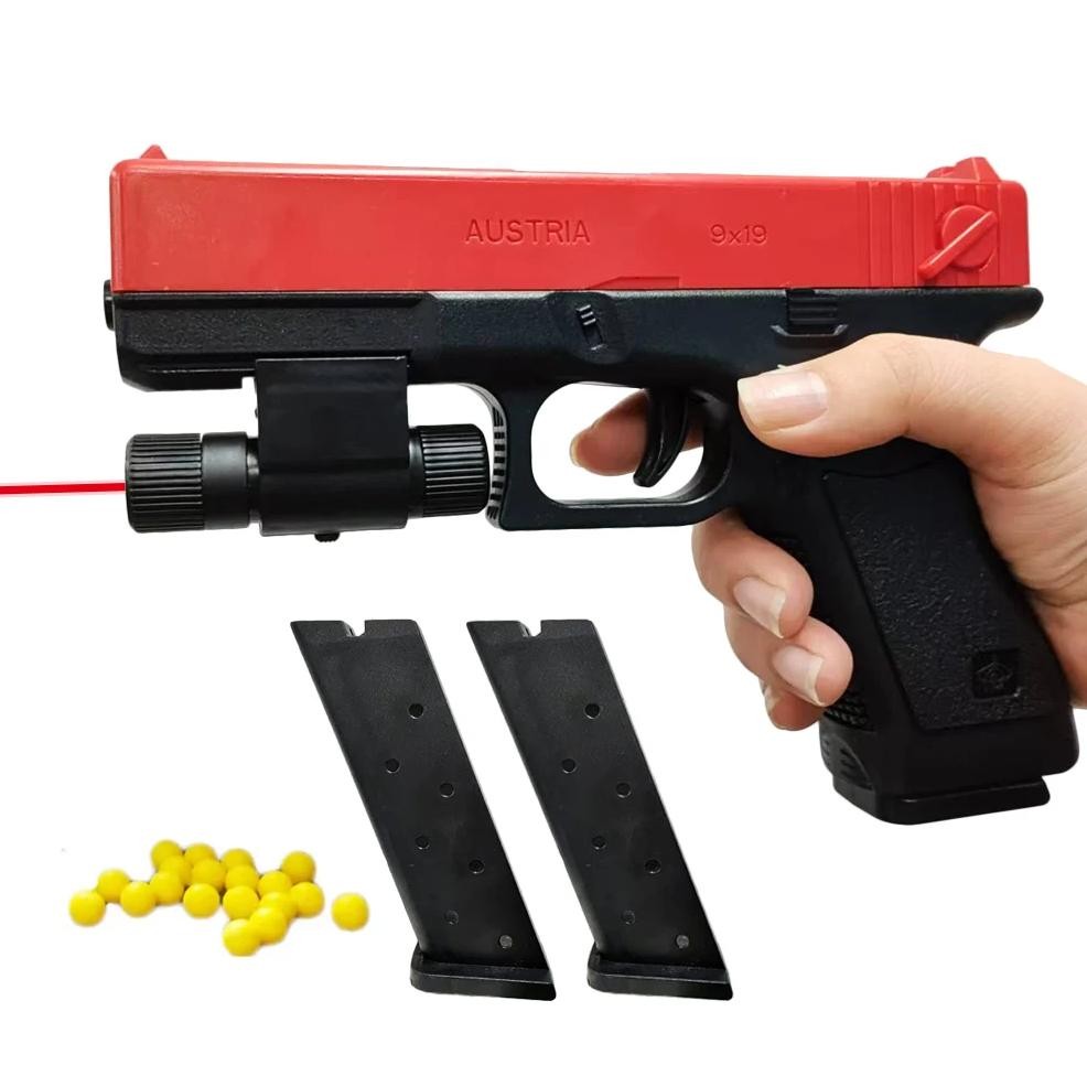 Lower Magazine G17 With Laser Toy Gun Manual Loading Foam Soft Bullet Gun Cs Outdoor Shooting Game B