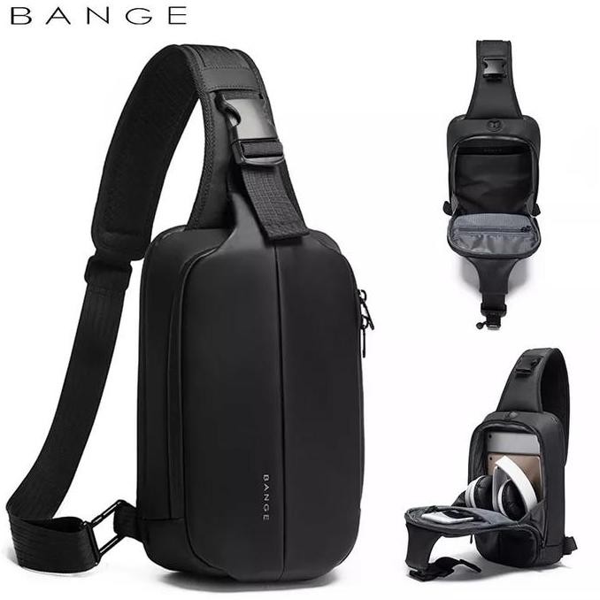 Bange Tas Selempang Pria Waistbag  Slingbag  Pria Bg7210 Hitam Plastik Original