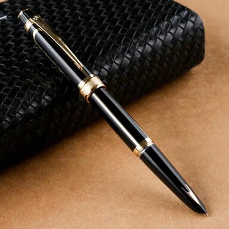 

Hero 100 14K Gold Nib Black Fine Nib 0.5Mm Fountain Pen Gold/Silver Trim Office School Writing Tool Gift Box Pen Set Accessory