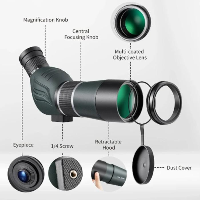 Teropong Monokular Hd Teropong Hunting Bak4 Fmc 20-60X60 Original Dan Terpercaya