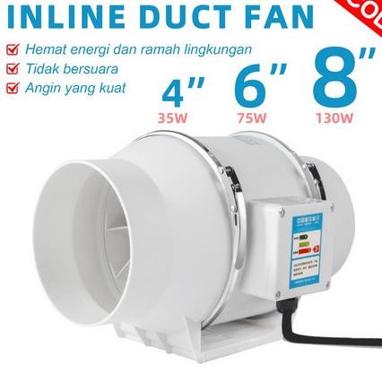 ready Penghisap Asap Dapur 4/6/8 Inch 220V Exhaust Fan Plafon Blower Kipas Inline Duct Fan Blower Hi