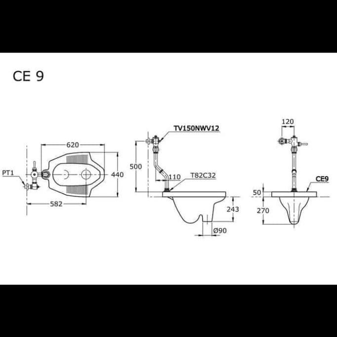 Promo Closet Jongkok Toto Ce9 Komplete Set Push Valve / Kloset Jongkok Flush