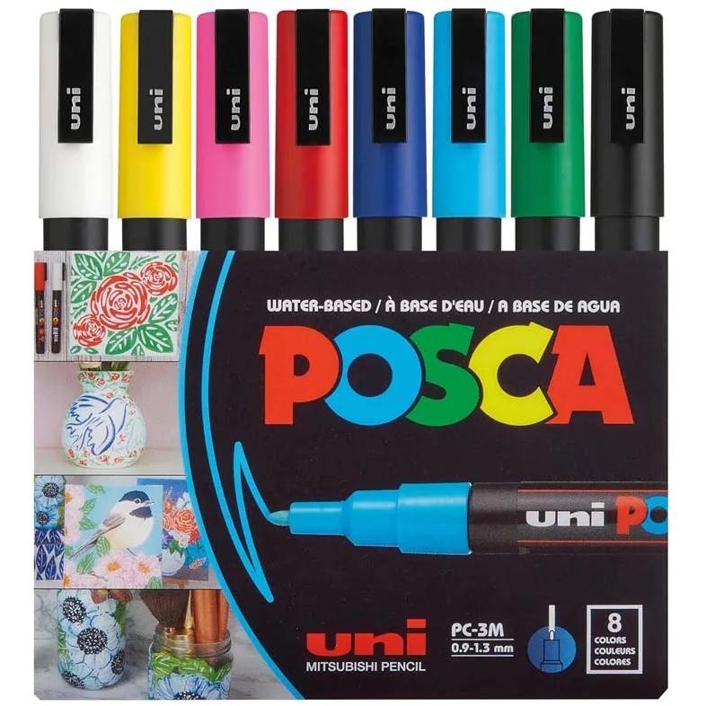 

Uni Pc-3M 8 Colors Set Posca Paint Marker Pen Acrylic Water-Based Art Painting Posca Markers For Fabric Leather Glass Wood Diy