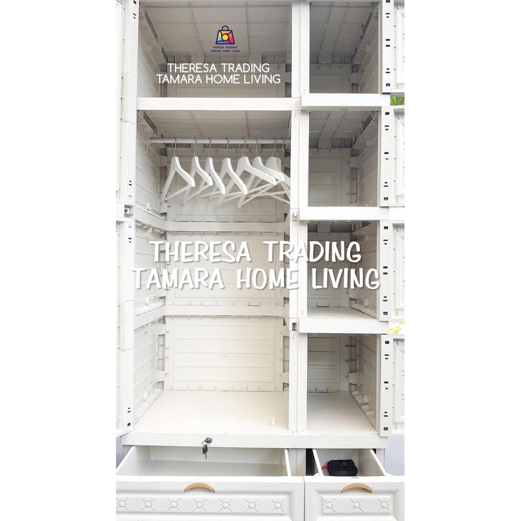 Lemari Plastik Napolly Mcab 3408 Gantungan + 2 Laci Bawah Kunci Lemari Original