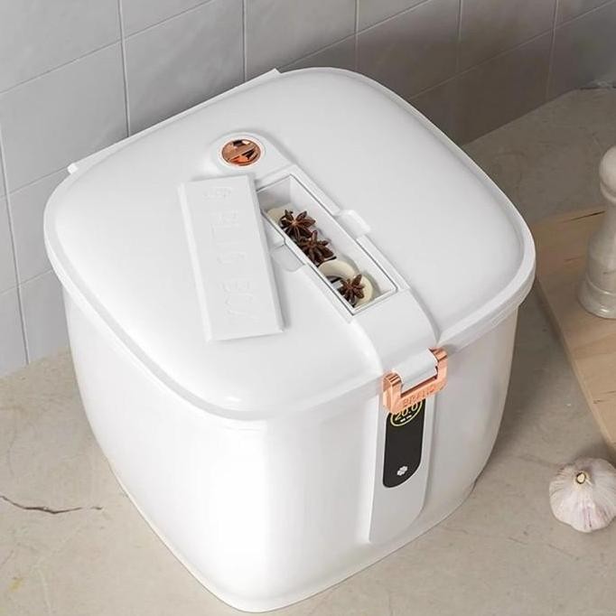 

Ready Tempat Beras Stylish Clip Design Insects and Moisture Proof Rice Box 5KG 10KG - Putih