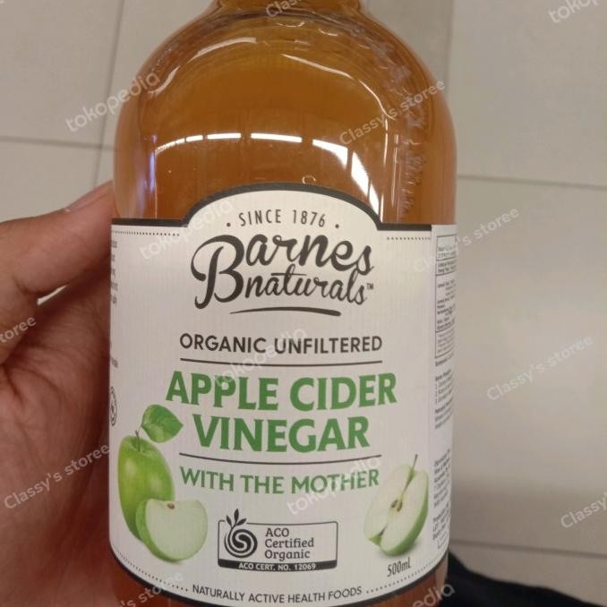 

STOK TERBATAS BARNES ORGANIC APPLE CIDER VINEGAR WITH MOTHER 500 GR/CUKA APEL