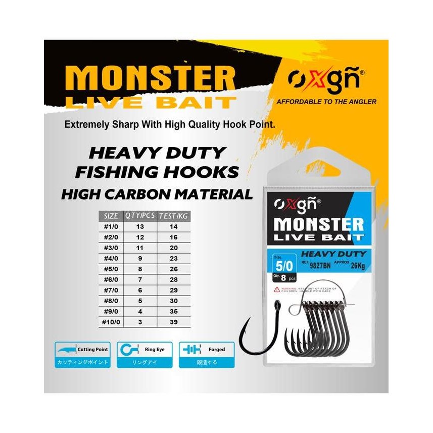 Promo MATA KAIL PANCING OXGN MONSTER LIVE BAIT FISHING HOOK BLACK NICKEL Jig Mancing