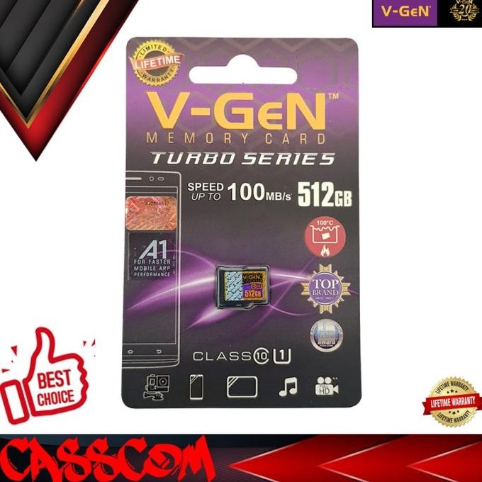 TERBARU - Micro SD Vgen Turbo 512GB Class 10 Memory Card MicroSD V-Gen 512 GB