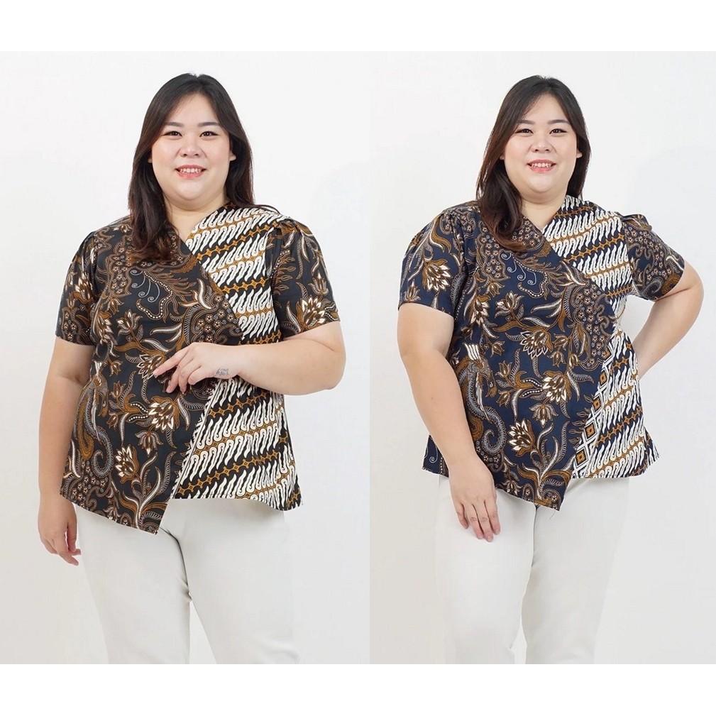 ATASAN BATIK BLOUSE BATIK PREMIUM WANITA JUMBO BIG SIZE MODERN 309 PRG LD 120 CM XXL XXXL LENGAN PEN