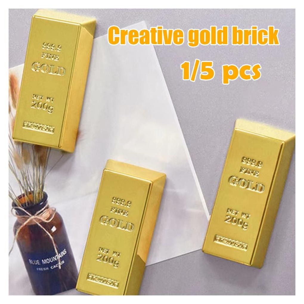 Premium 1/5Pcs Emas Palsu Simulasi / Mainan Batangan Emas / Fake Gold Bar / Miniatur Emas Batangan H