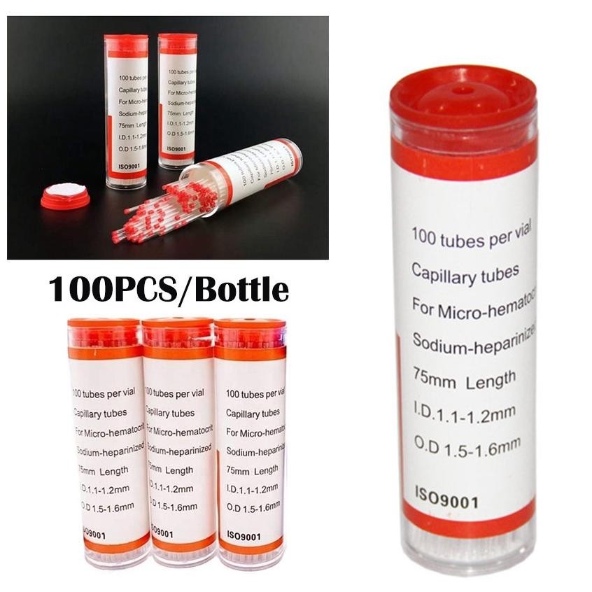 Premium 100Pcs Tabung Pipa Kapiler Hematokrit / Micro Haematocrit / Tabung Hematokrit Mikro Kapiler 