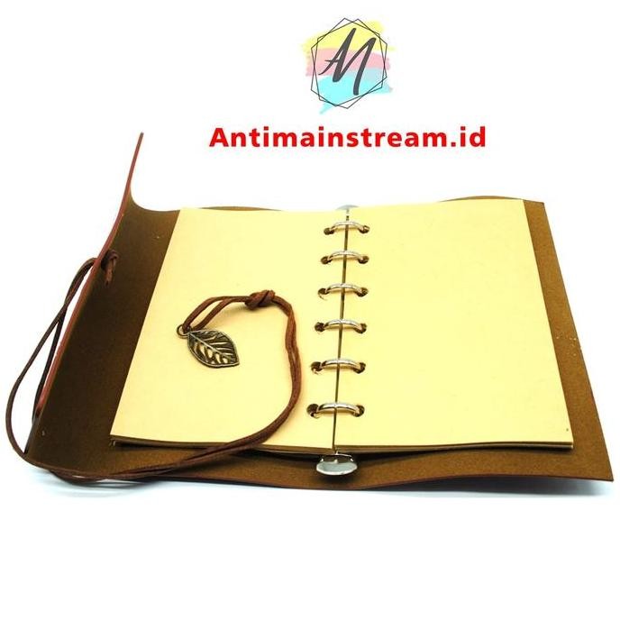 

tyS Buku Catatan Binder Kulit Retro Leaf A6 Warna Brown dan Coffee