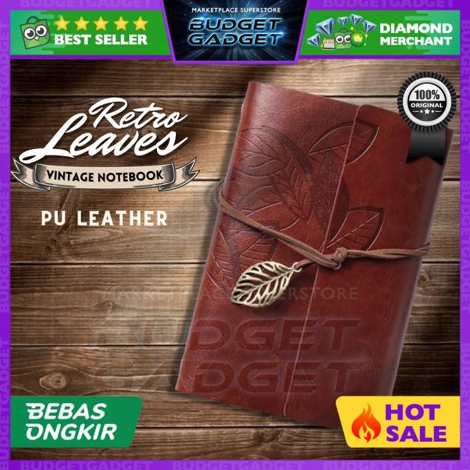 

tyS Buku Catatan Binder Kulit Retro Leaf Note Kertas A6