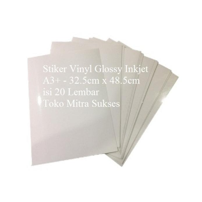

ready Stiker Vinyl Glossy Inkjet A3+ - 32.5cm x 48.5cm murah