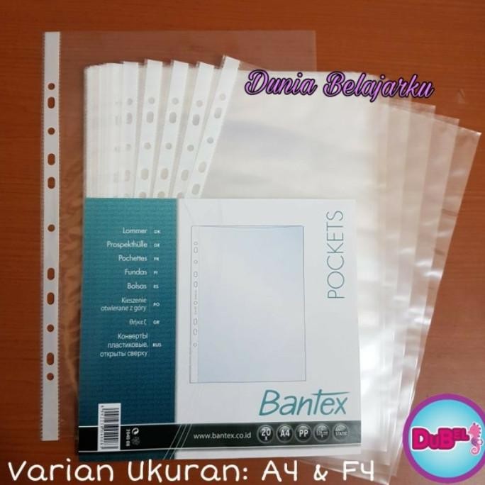

tyS PP Plastik Pocket Bantex F4 dan A4 Bening / Tebal 0.06mm / Anti Static